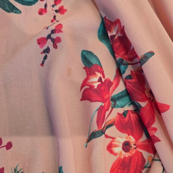 VICI Pink Floral Print Long Sleeve Ruffle & backless Maxi Dress Sz Medium - Picture 12 of 14